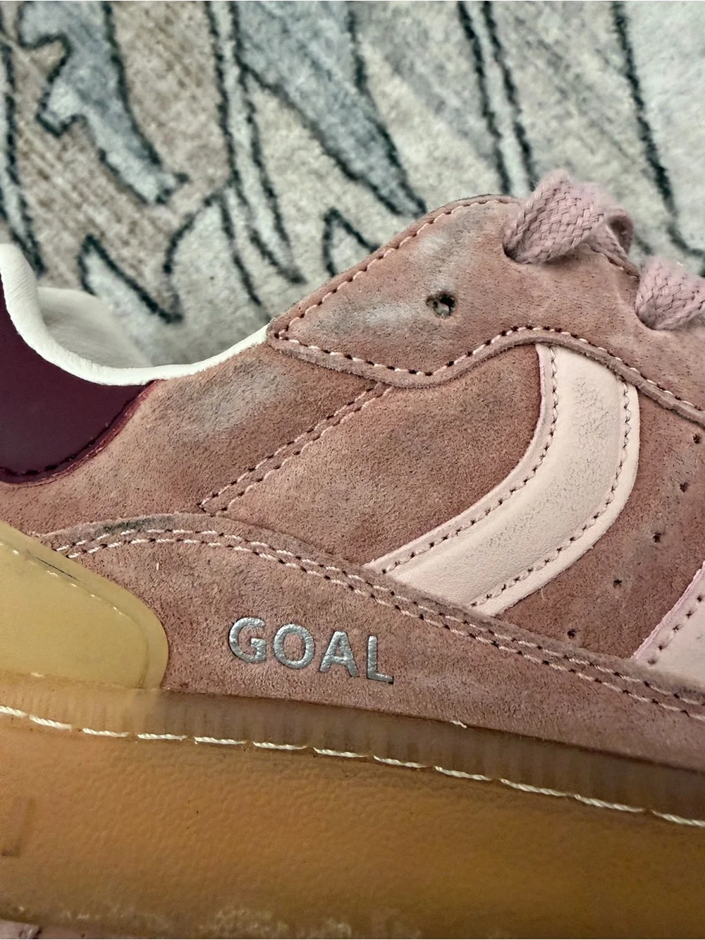 Coolway Pink Suede Low-Top Sneakers with Gum Sole